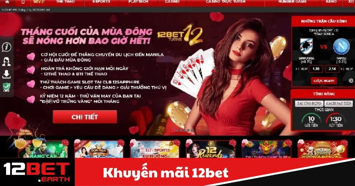 Khuyến Mãi 12BET - Ưu Đãi Lớn Dành Riêng Cho Thành Viên 2 Khuyến Mãi 12BET - Nạp tiền vào tài khoản